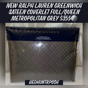 🎉HP🎉New Ralph Lauren Greenwich Sateen Coverlet Full/Queen Metropolitan Grey $355